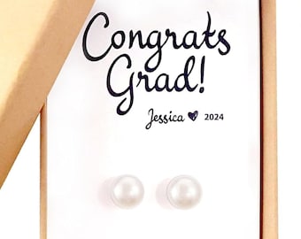 Graduation Gift for Her, Pearl Earrings for College Graduation Gift Ideas, Class of 2024 Gifts for High School Graduation