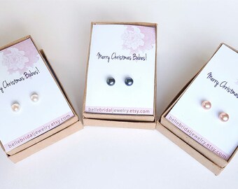 Jewelry Gift for her, christmas gift for friend, pearl earrings, Pearl Studs,  personalized gifts, stocking stuffers for women