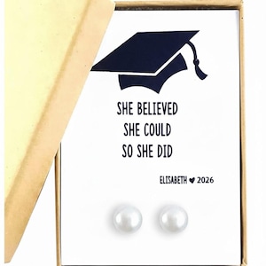 Graduation gift for her 2026, Graduation Gift for my high school grad cultured pearl earrings image 1