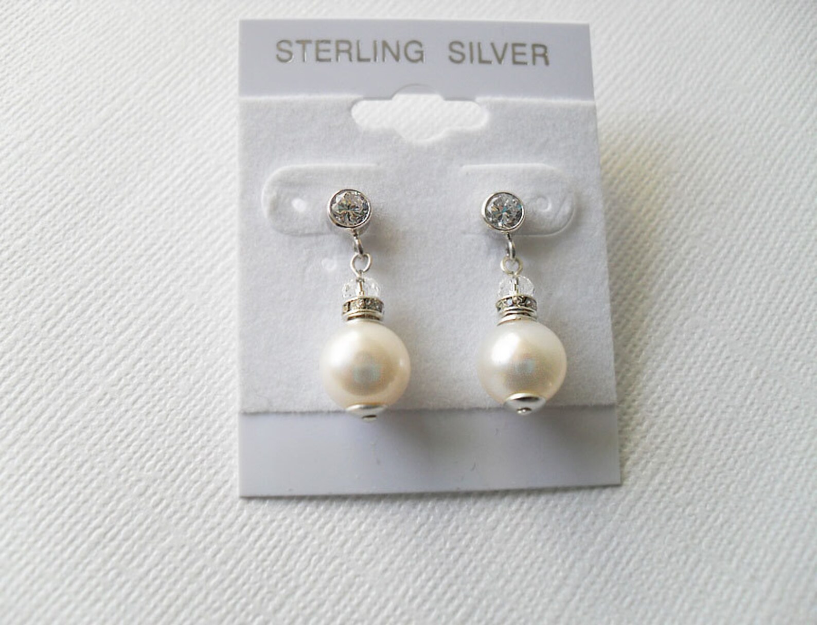 Crystal Stud Earring Round Pearl Dangles Bridal Earrings Etsy