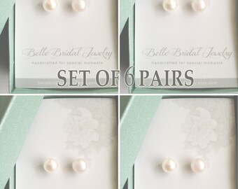 Stud Earrings Boxed Jewelry Bridesmaid gifts, Thank You for Being My Bridesmaid Pearl Earrings, Maid of Honor Bridal Party,