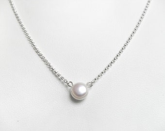 Simple pearl jewelry, Tiny pearl necklace, real pearl necklace, dainty jewelry, charm jewelry, bridesmaids necklace, bridesmaids pearl gift