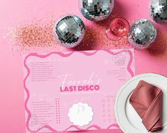 Placemat Last Disco Bridal Shower: sjabloon vrijgezellenfeestjes (digitale download)