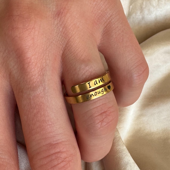 I Am Enough Ring: Stainless Steel Minimalist Affirmation Jewelry