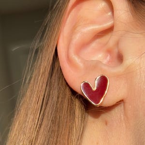 Minimalist Red Heart Stud Earrings: Elegant Style