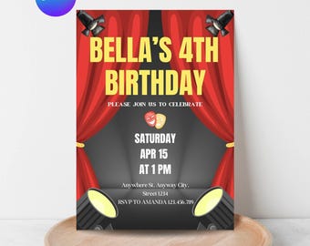 Broadway Birthday Invites, Theater Party Template, Musical Theme (Digital Download)
