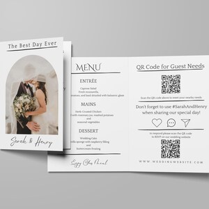 Wedding Invitation Template Minimalist Two Fold, Photo Wedding Invitation, Canva Template, INSTANT DOWNLOAD