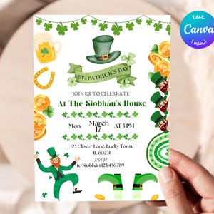 St. Patrick&#39;s Day Invitation Shamrock Saint Patrick&#39;s Day Party Invite Beer Party Green Irish Any Event Editable Printable Download