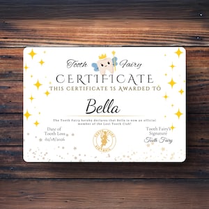 Certificato della Fatina dei Denti per Bambini – Modello Personalizzabile – Premio per la Perdita dei Denti Modificabile – Download Immediato