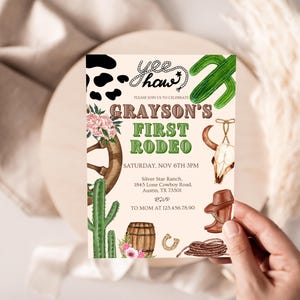 First Rodeo Invitation Template, Wild West Birthday Invite, Boy Cowboy Birthday Invitation, My 1st Rodeo Invitation, Canva Template