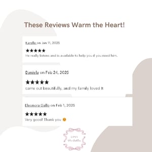 May include: A graphic with the text "These Reviews Warm the Heart!" and customer reviews. The reviews include dates, names, and star ratings. The UPSY Printables logo is at the bottom.
