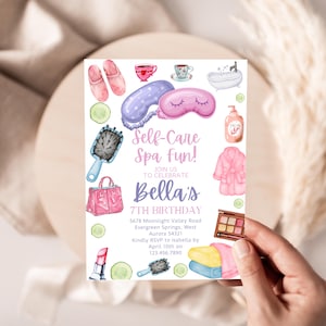 Spa Party Birthday Invitation, Pamper Party Birthday Invite, Spa Day, Glam Party Birthday, Any Age Birthday Party Invite, Canva Template