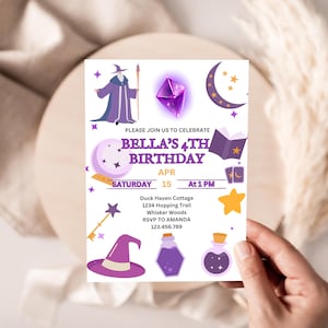 Editable Wizard Birthday Invitation, Magical Birthday Party Invite, Magic School Wizardry Birthday Party Instant Download Canva Template