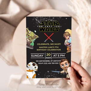 Editable Star Wars Birthday Invitation, Star Wars Bday Party Invite, Digital Download, Canva Template