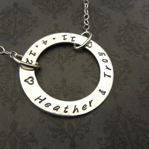 Hand Stamped Jewelry Hand Stamped Necklace-Custom Jewelry Washer Family necklace image 1