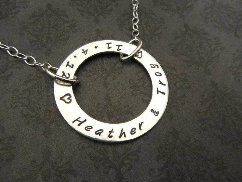 Hand Stamped Jewelry Hand Stamped Necklace-Custom Jewelry Washer Family necklace image 1