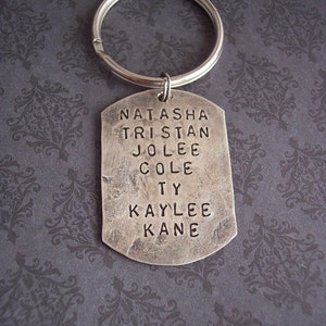 Hand Stamped Custom KEY CHAIN Sterling Silver. Personalized for DAD, Groom, Husband, Groomsmen image 2