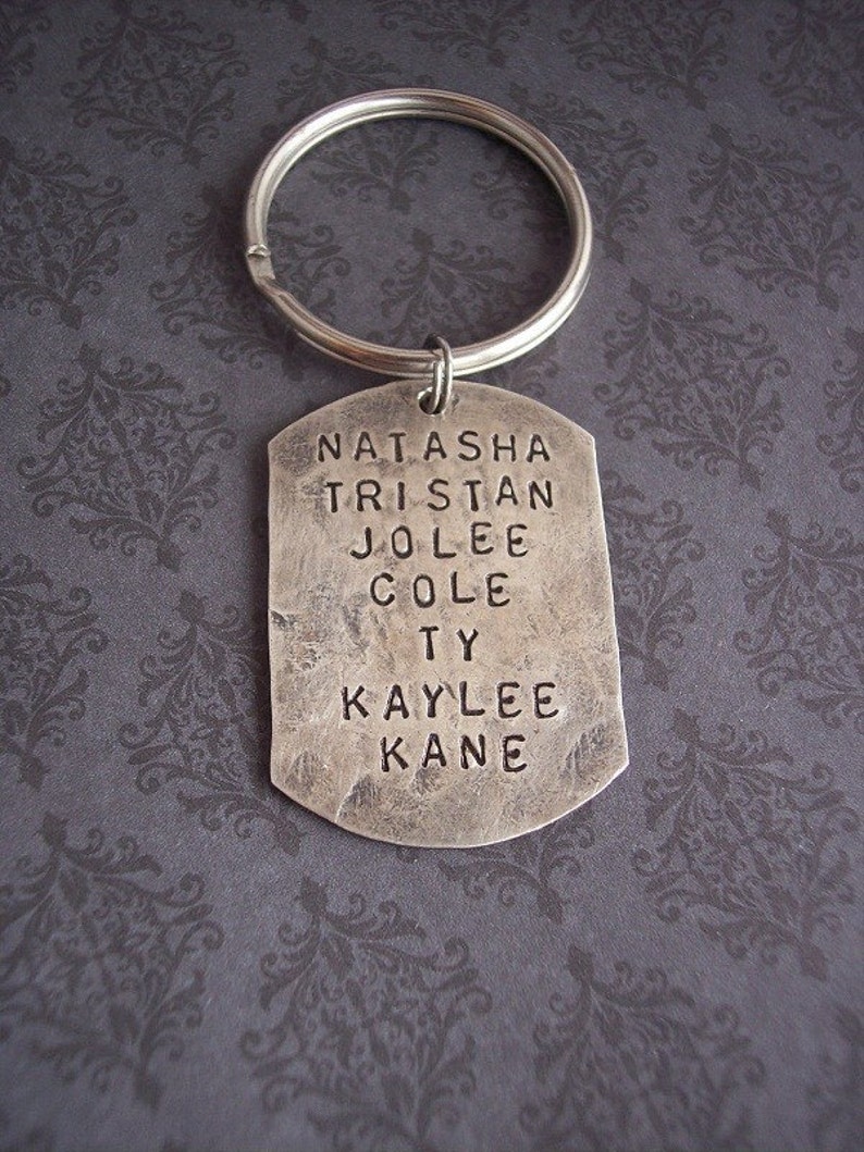 Hand Stamped Custom KEY CHAIN Sterling Silver. Personalized for DAD, Groom, Husband, Groomsmen image 2