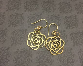 Large Rose earrings- 65 roses- BREATHE BRAVELY- Cystic Fibrosis Research- sINgSPIRE- Donation to CF- Support cf- gold roses