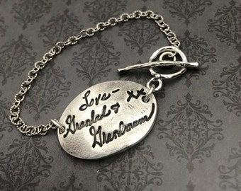 Signature Bracelet- Handwriting Bracelet - Custom Jewelry - Fingerprint jewelry - custom signature - gift for mom - custom bracelet