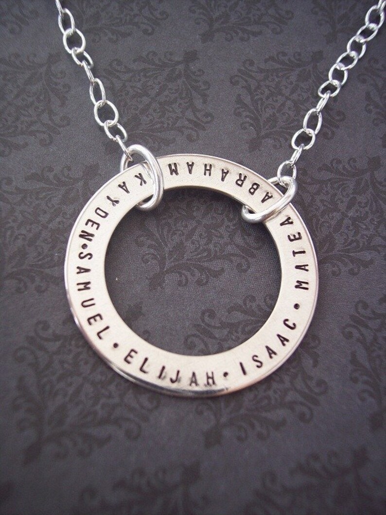 Hand Stamped Jewelry Hand Stamped Necklace-Custom Jewelry Washer Family necklace image 4