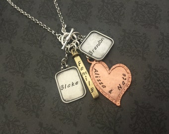 Hand stamped Jewelry- Hand Stamped Necklace- Personalized Necklace- Personalized Jewelry- Family- Engraved Necklace- Say Anything Jewelry