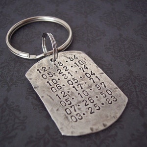 Hand Stamped Custom KEY CHAIN Sterling Silver. Personalized for DAD, Groom, Husband, Groomsmen image 3