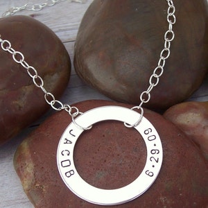 Hand Stamped Jewelry Hand Stamped Necklace-Custom Jewelry Washer Family necklace image 3