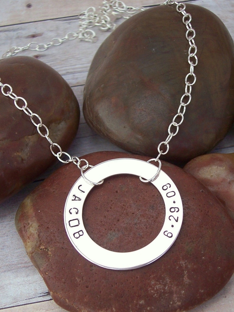 Hand Stamped Jewelry Hand Stamped Necklace-Custom Jewelry Washer Family necklace image 3