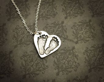 Actual Baby Footprint Necklace - Baby Handprint Necklace - Actual Handprint - Actual Footprint Jewelry - In memory of Jewelry -baby loss