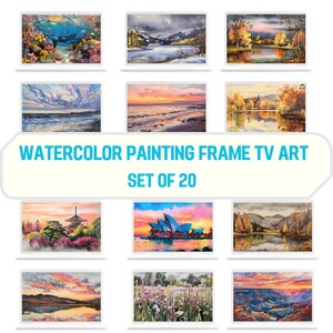Samsung Frame TV Art Set of 20 Watercolor Painting Collection | Vintage Art | Famous Art | Frame Tv Art | DIGITAL DOWNLOAD,Landscape tv art