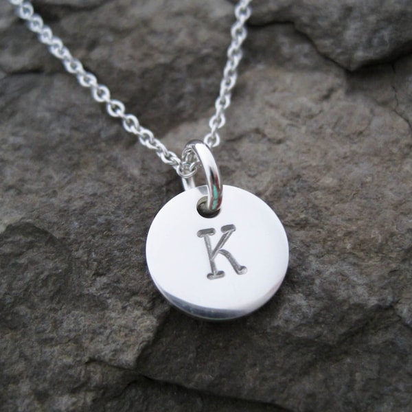 Tiny Initial Necklace, Small Initial Necklace, Sterling Silver, 3/8", Tiny Initial Charm, Initial Pendant, Gifts for Women, Women's, SBC1