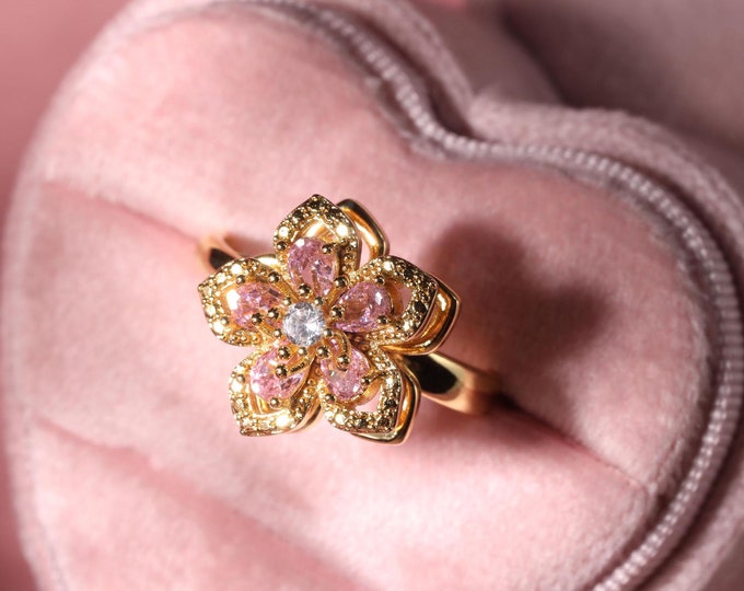 Prinzessin Rapunzel Ring, einstellbarer verhedderter Fidget Stressabbau Schmuck, Blumen-Spinnring, Geschenk für Träumer und Kinder