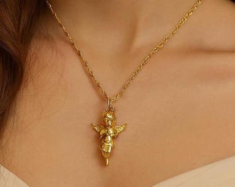 Engel Halskette, Baby Engel Halskette, Cherub Halskette, 18K vergoldet Halskette, Cherubim Halskette