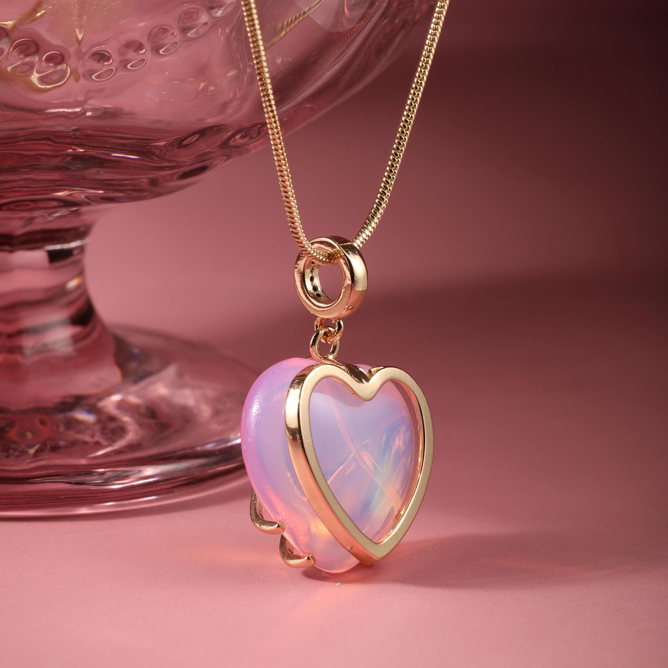 Collier Vintage Couleur Or à Maillons En Forme De Cœur Avec Cristaux - Bijou Charmant - Occasion Très Bon état