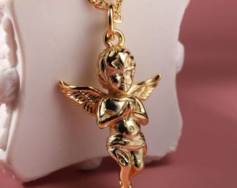 Engel Halskette, Baby Engel Halskette, Cherub Halskette, 18K vergoldet Halskette, Cherubim Halskette