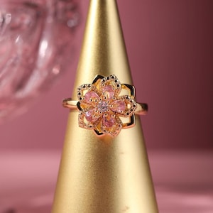 Princess Rapunzel Ring, Adjustable Tangled Fidget Stress Relief Jewelry, Flower Spinning Ring, Rose Gift for Dreamers & Kids