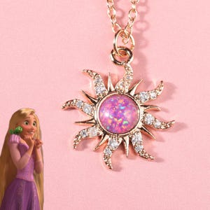 Rapunzel Sun Themed Necklace and Bracelet｜Sun Necklace| Opal Sun Necklace| 925 Sterling Silver Celestial Bracelet | Princess Necklace
