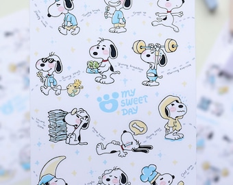 Snoopy Inspired Sticker Sheet | Cute Vinyl Sticker | Laptop, Journal & Planner Decor