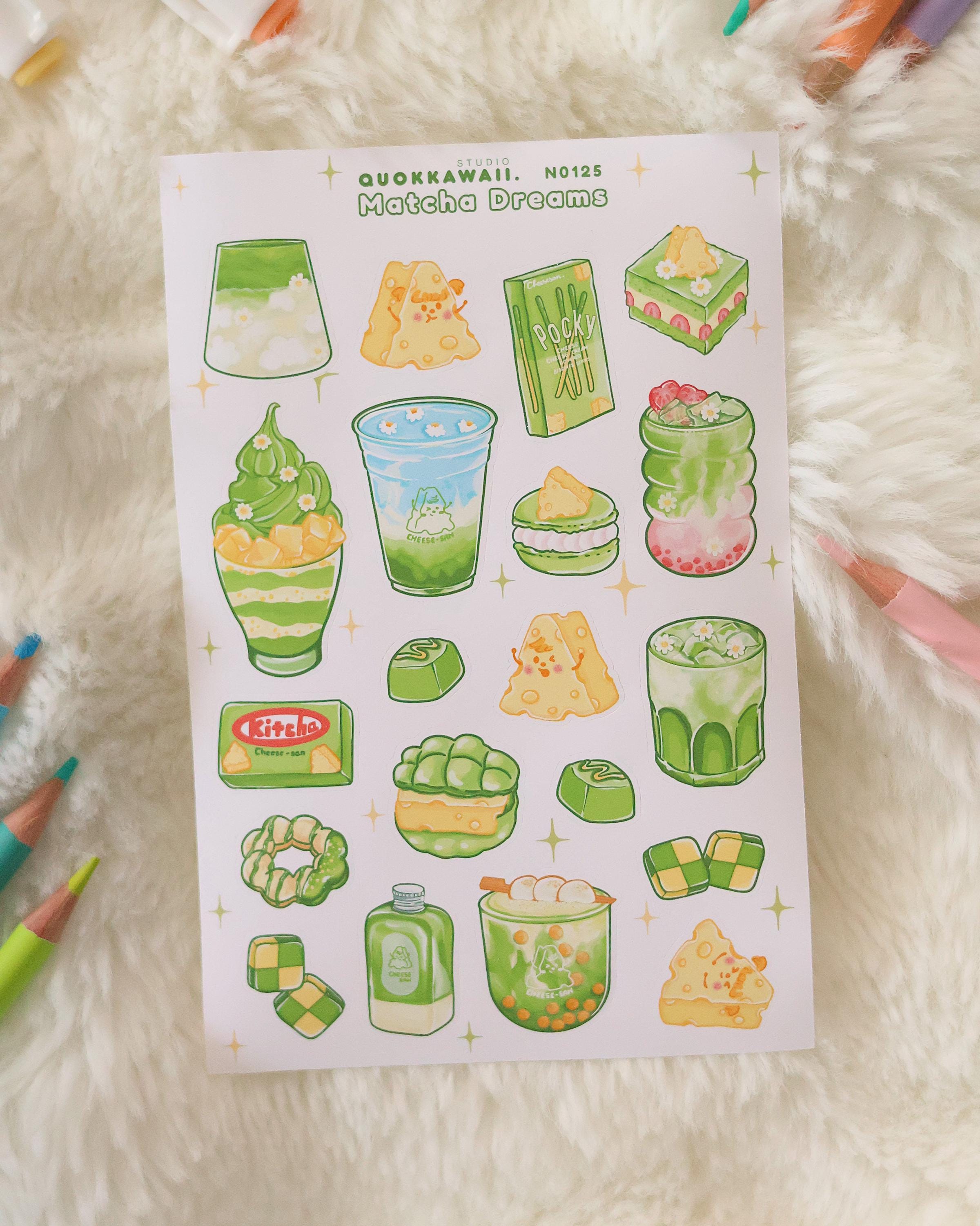 Kawaii Matcha Dessert Sticker Sheet | Japanese Green Tea Planner Decals ...
