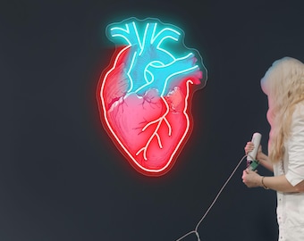 Enseigne néon Human Heart : décoration murale anatomique LED multicolore