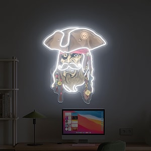 Letrero de neón pirata: luz de neón LED con impresión UV personalizada, decoración de pared única para bares, salas de juegos y fiestas, arte brillante personalizado para el hogar o como regalo.