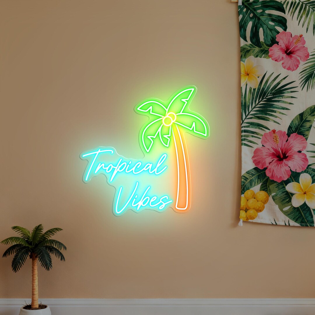 Tropical Palm Tree LED Neon Sign – Beach Wall Decor - Etsy