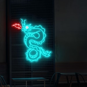 ドラゴンネオンサイン、寝室、バー、ゲームルームの壁装飾用のカスタムLEDライト、ドラゴンラインアートネオン、動物ネオンアート、誕生日ギフト