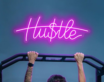 Insegna al neon Hustle, decorazione da parete a LED, arte luminosa personalizzata
