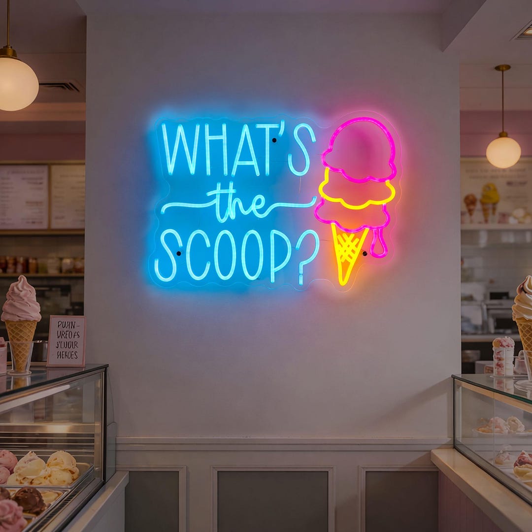 What’s the Scoop Neon Sign | Ice Cream Shop LED Wall Light | Cute Neon ...