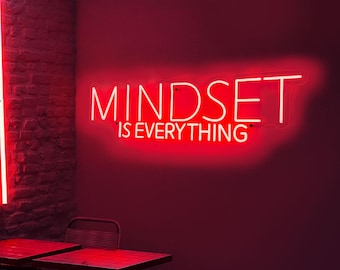 L'état d'esprit est primordial en néon | Applique murale LED motivante | Citation inspirante : décoration murale pour le bureau, la salle de sport et la maison