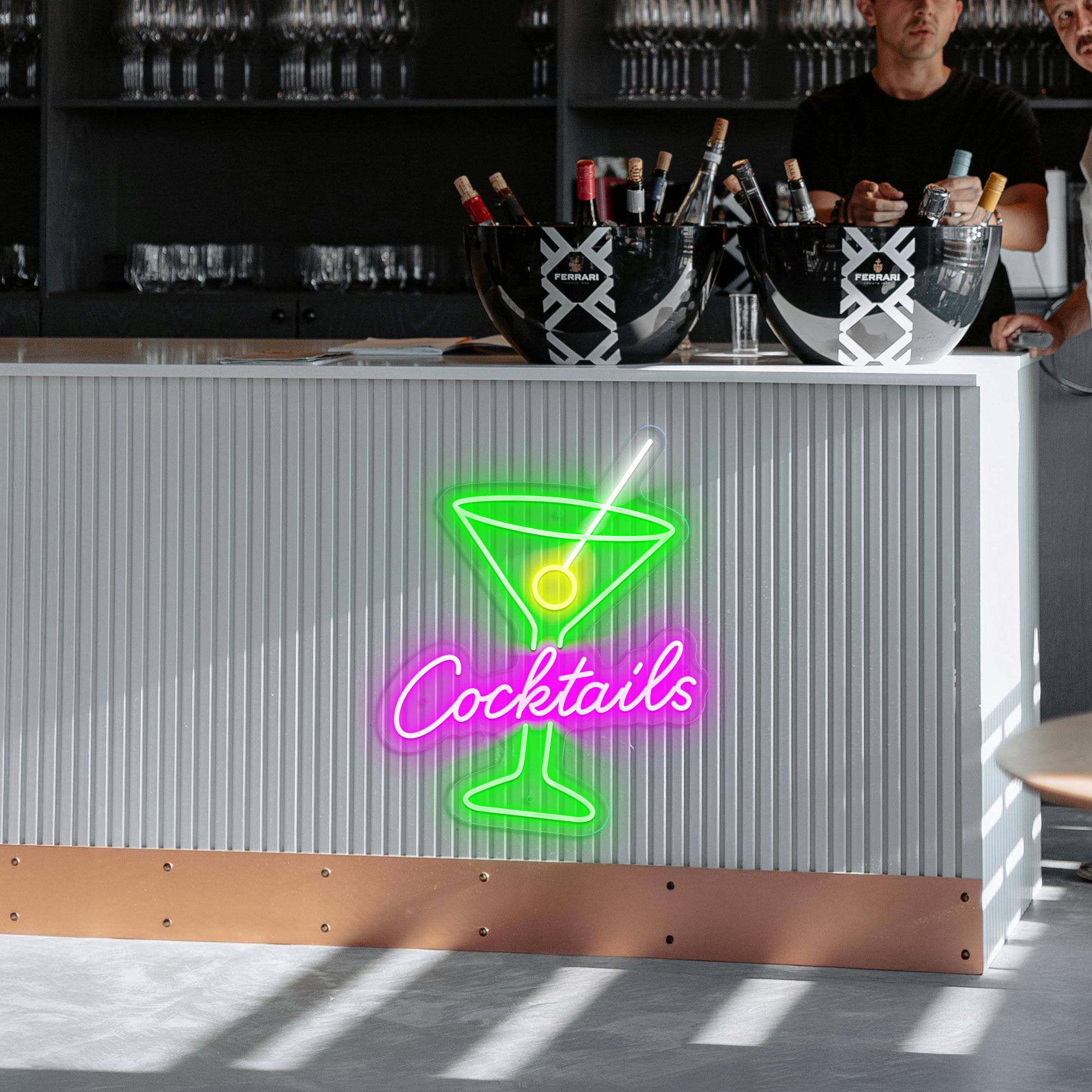 Custom Cocktails Neon Sign: Martini, Bar, Cheers LED Light - Etsy