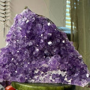 Natural Uraguayan Amethyst Geode Cluster with Druzy - Flat Cut Bottom - Collector’s Grade - Triangular Cut