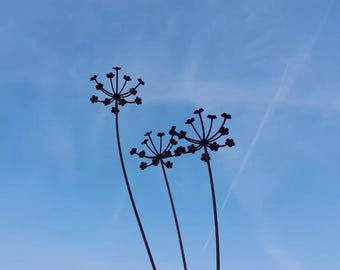 Cuffy's Original Triple Cow Parsley sculpture hand Made in Devon metal gift